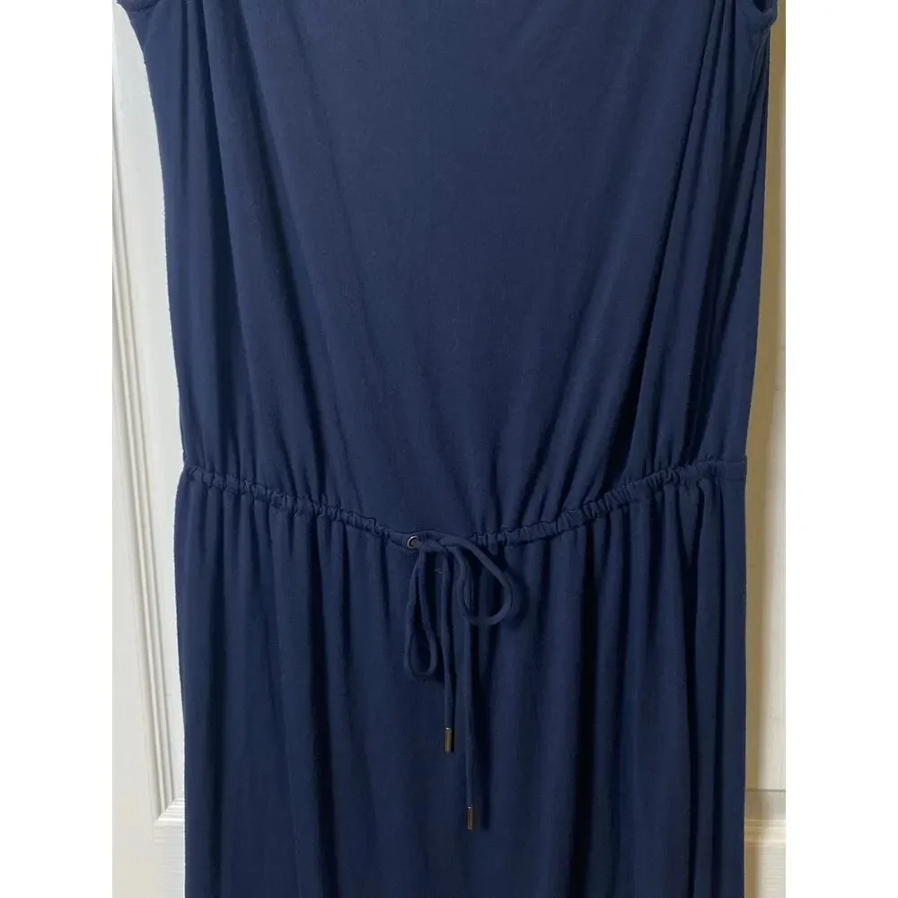 Banana Republic Navy Stretch Knit Sleeveless Blouson Cowl Neck Dress Size Large